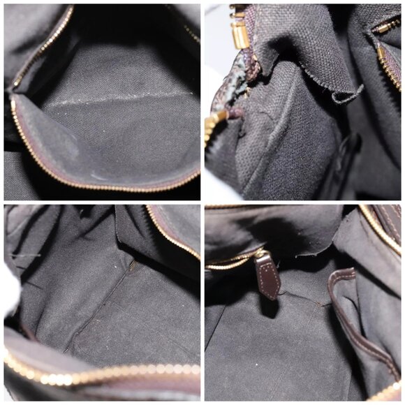 BURBERRY Hand Bag Leather 2way Dark Brown Gold Auth 114741 - Picture 16 of 16